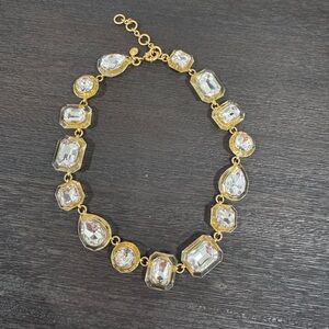 J. Crew Gold Necklace with Clear Gems